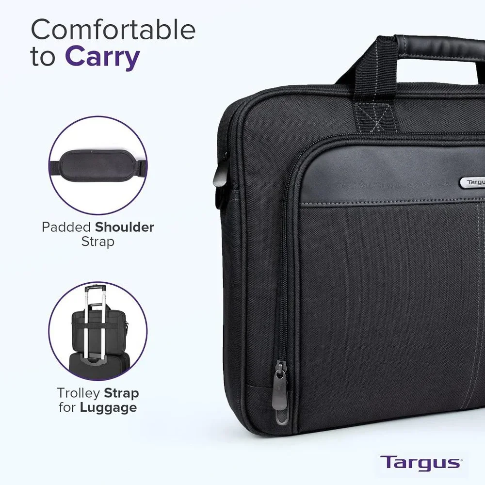 Targus Men's Black Polyester Foam Padded Classic Slim Messenger Bag